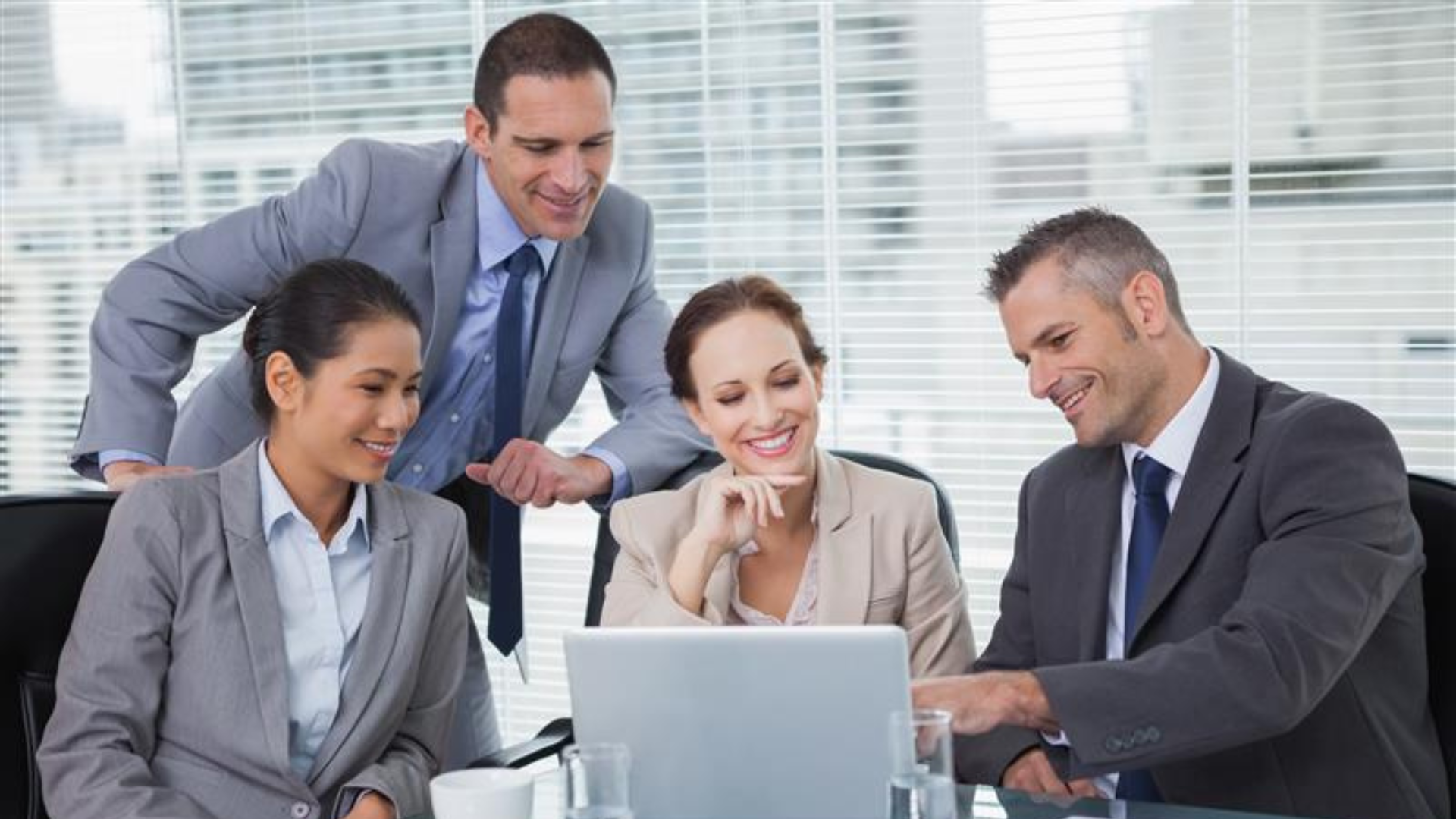 Happy work team in Europe